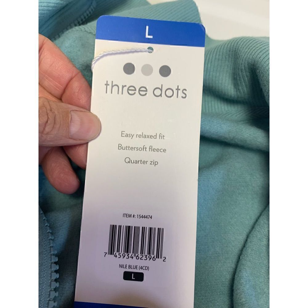 Three Dots Nile Blue 1/4 Zip Top Size L - Picture 10 of 13